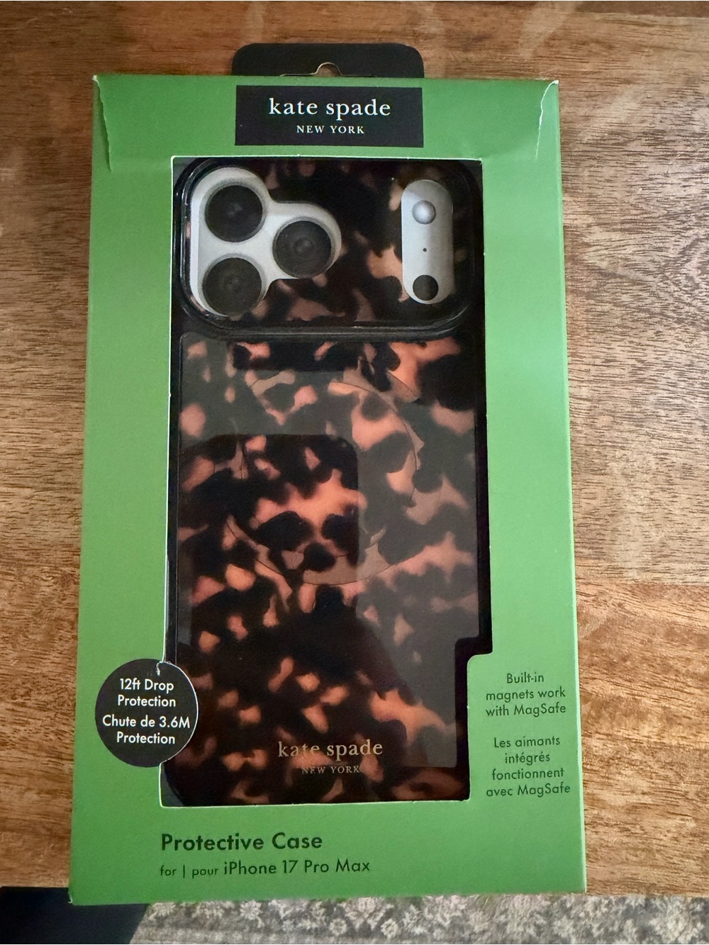 **NEW** kate spade Tortoiseshell Pattern iPhone 17 Pro Max Case - Black & Brown